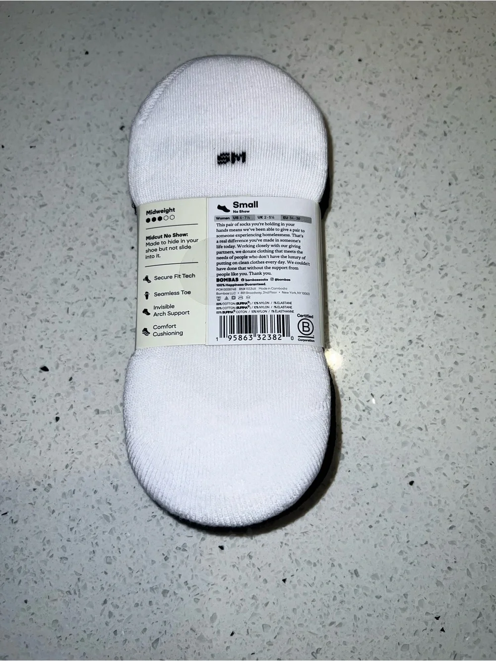 Bombas Women's Mid-Cut Cushioned No Show Sock 4-Pack (Color: Mixed, Size: S)